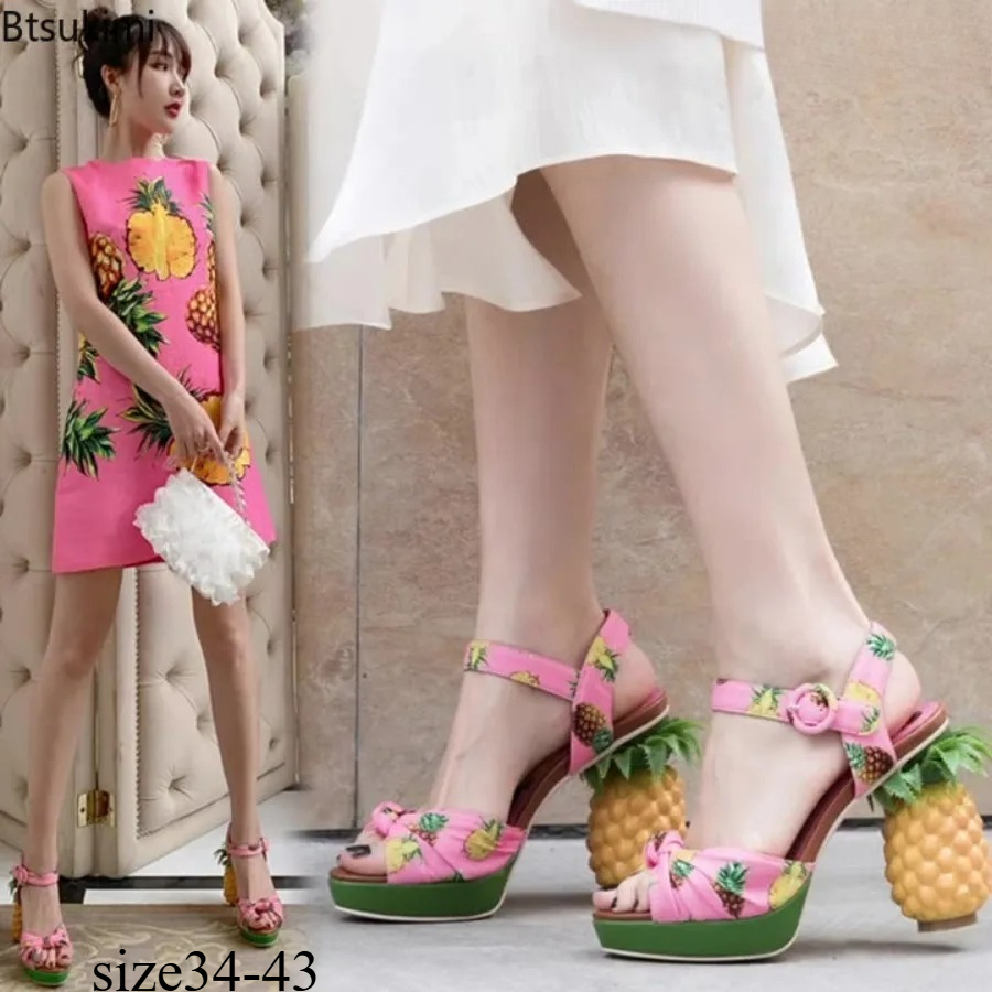 Women Fashion Fun - 세련되고 재미있는 여성용 파인애플 프린트 오픈토