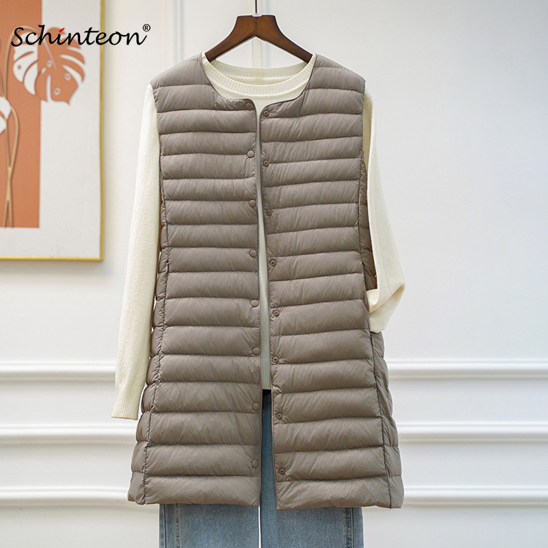 Women'S Fashion Gilet - Schinteon 여성용 초경량 다운 조끼 롱