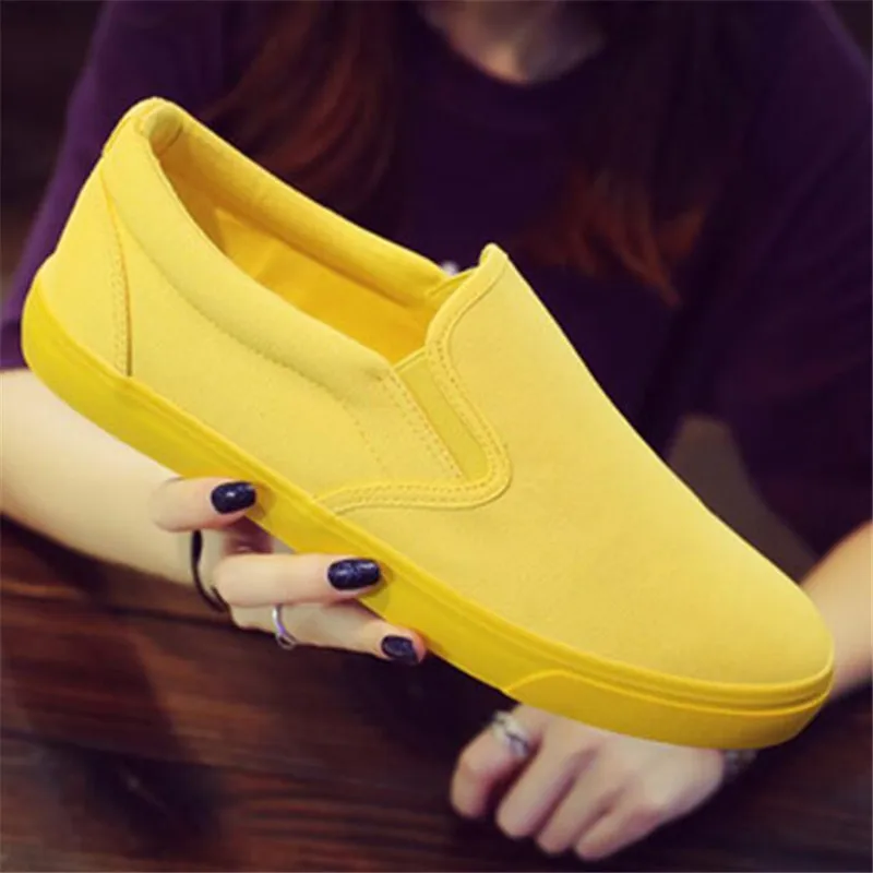 Women'S Yellow Fashion Sneakers - 남녀공용 통기성 캔버스 캐주얼 신발, 학생