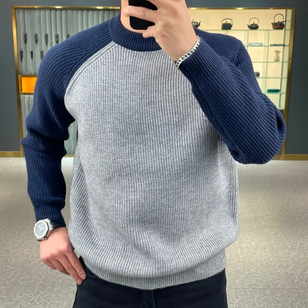 Ribbed Knit Sweater - 가을 겨울 패셔너블한 따뜻한 컬러 블록