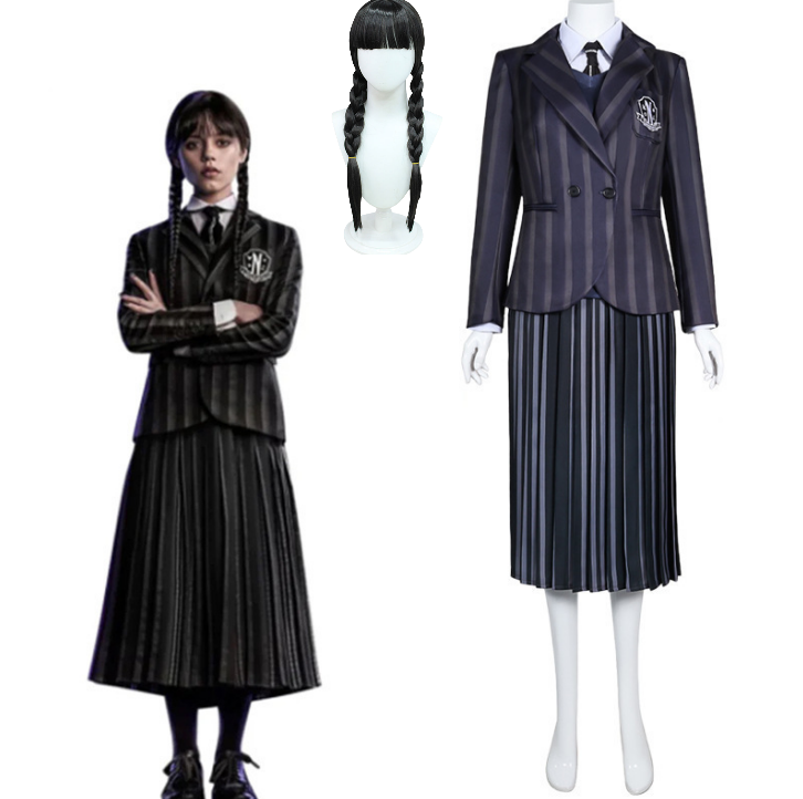 Knitted Vest Women - Anime Addams 코스프레 수요일 의상 정장