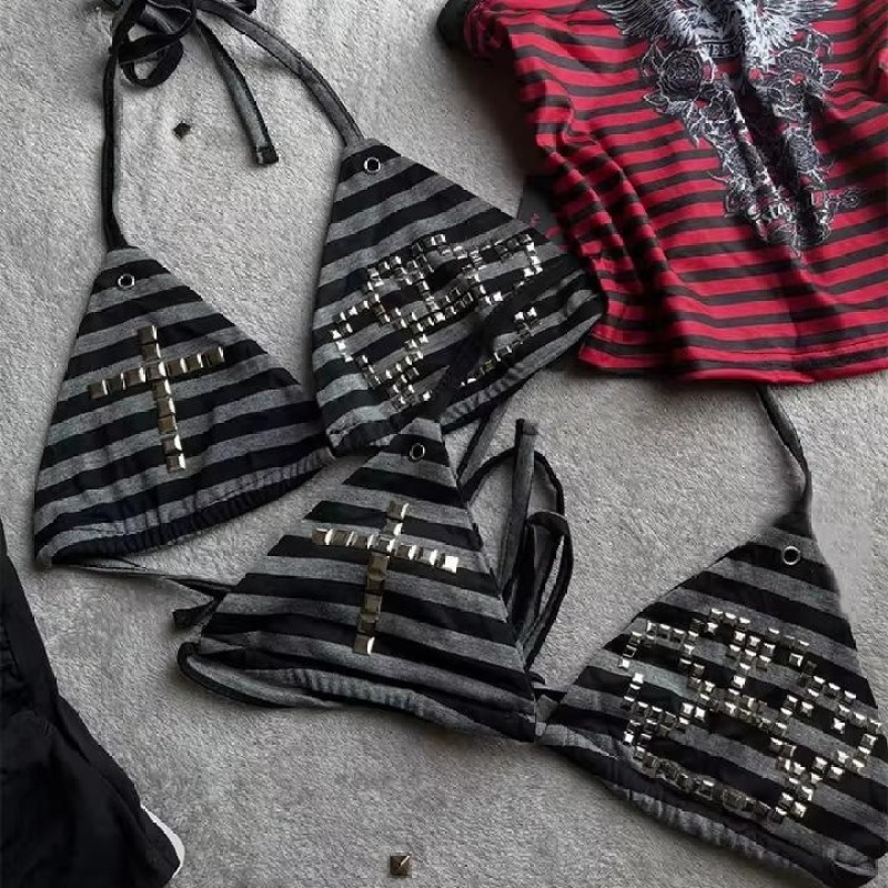 Women'S Y3K Fashion - Y3k 아메리칸 여름 빈티지 스트라이프 프린트