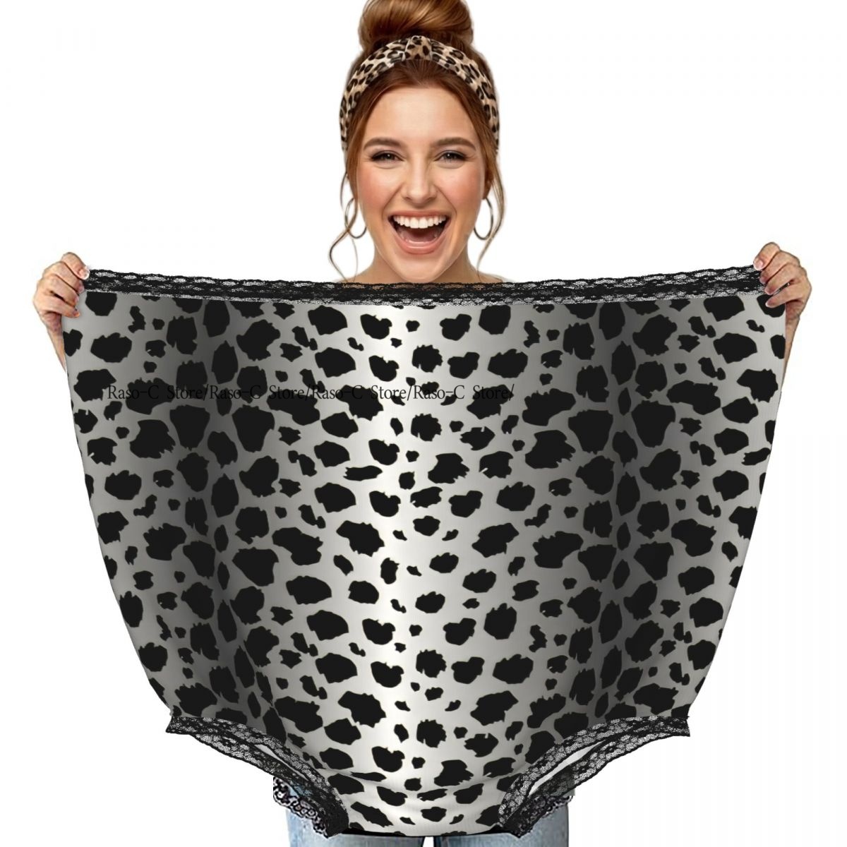 Women'S Fashion Underwear - 재미있는 개그 할머니 속옷 레오파드 패턴