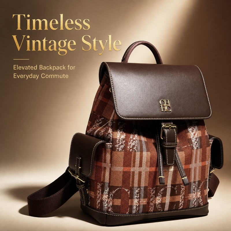 Women'S Fashion Backpack - CHHC 패션 컬러 블록 백팩 데이트