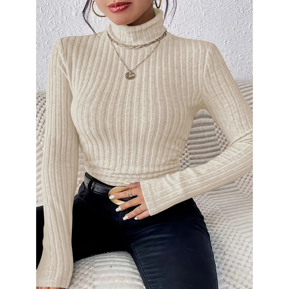 Ribbed Knit Sweater - 플러스 사이즈 1XL-5XL 여성용 슬림 피트