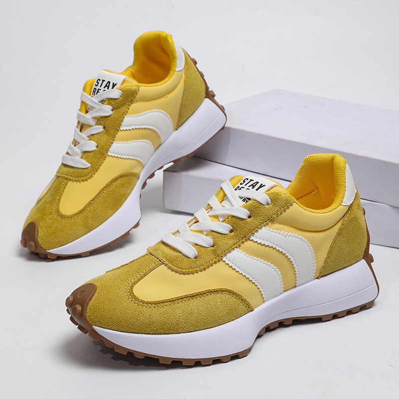 Women'S Yellow Fashion Sneakers - 패션 옐로우 스트라이프 플랫폼 스니커즈 여성