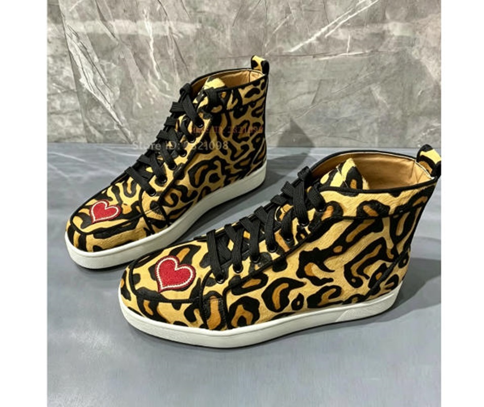 Women'S Yellow Fashion Sneakers - 레오파드 프린트 하이탑 스니커즈 남녀 공용