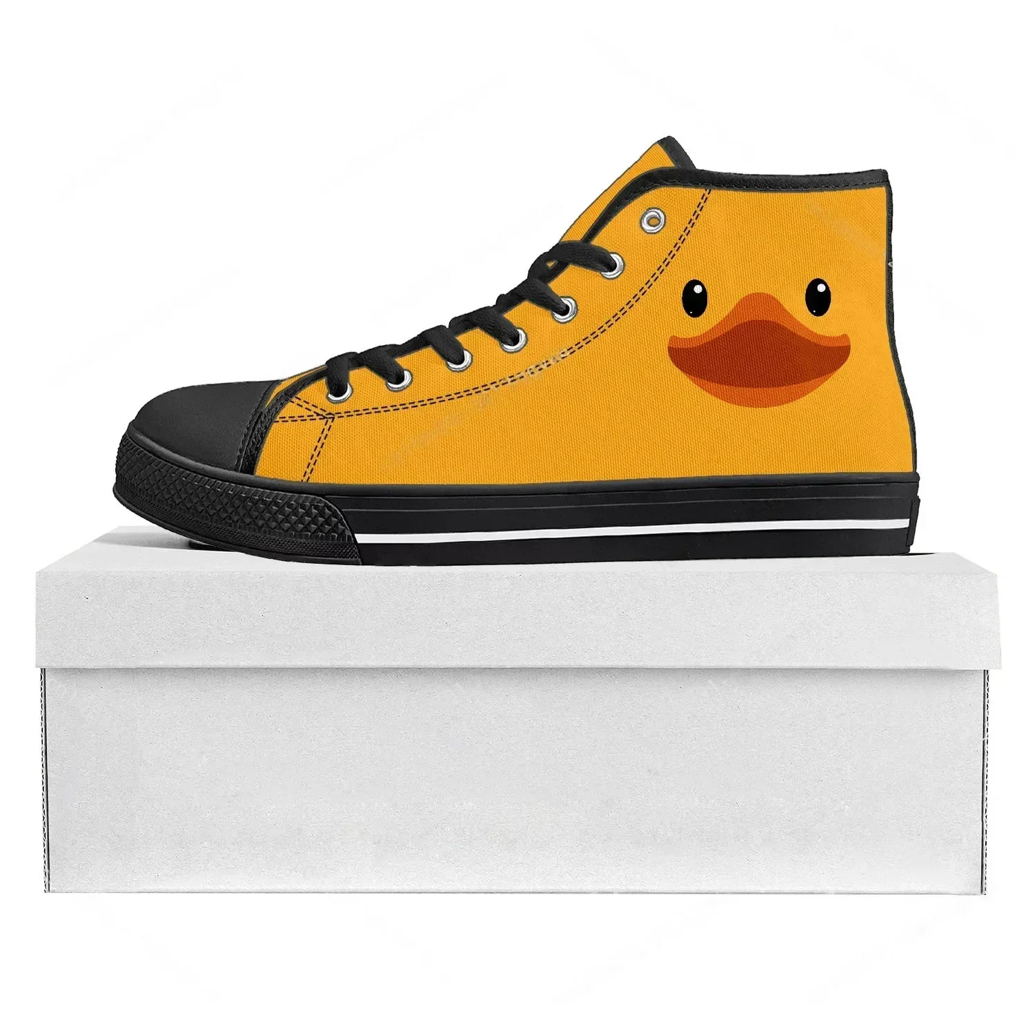 Women'S Yellow Fashion Sneakers - 옐로우 덕 프린트 하이탑 고품질 스니커즈