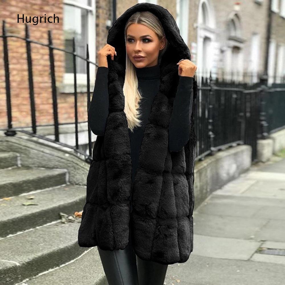 여성 브라운 인조 모피 후드 조끼 민소매 패치워크 중간 - Women'S Fashion Gilet 리뷰 및 가격