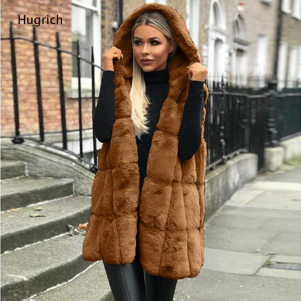 여성 브라운 인조 모피 후드 조끼 민소매 패치워크 중간 - Women'S Fashion Gilet 리뷰 및 가격