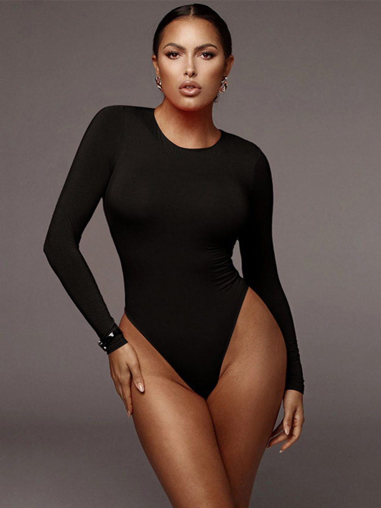 O 넥 긴 소매 솔리드 화이트 섹시한 바디 슈트 여성  - Turtleneck Bodysuit 리뷰 및 가격