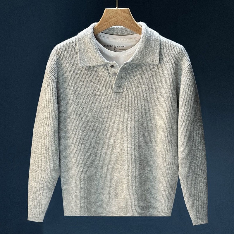 남성 폴로 칼라 하프 버튼 니트 스웨터 긴팔 골지 니트 - Ribbed Knit Sweater 리뷰 및 가격