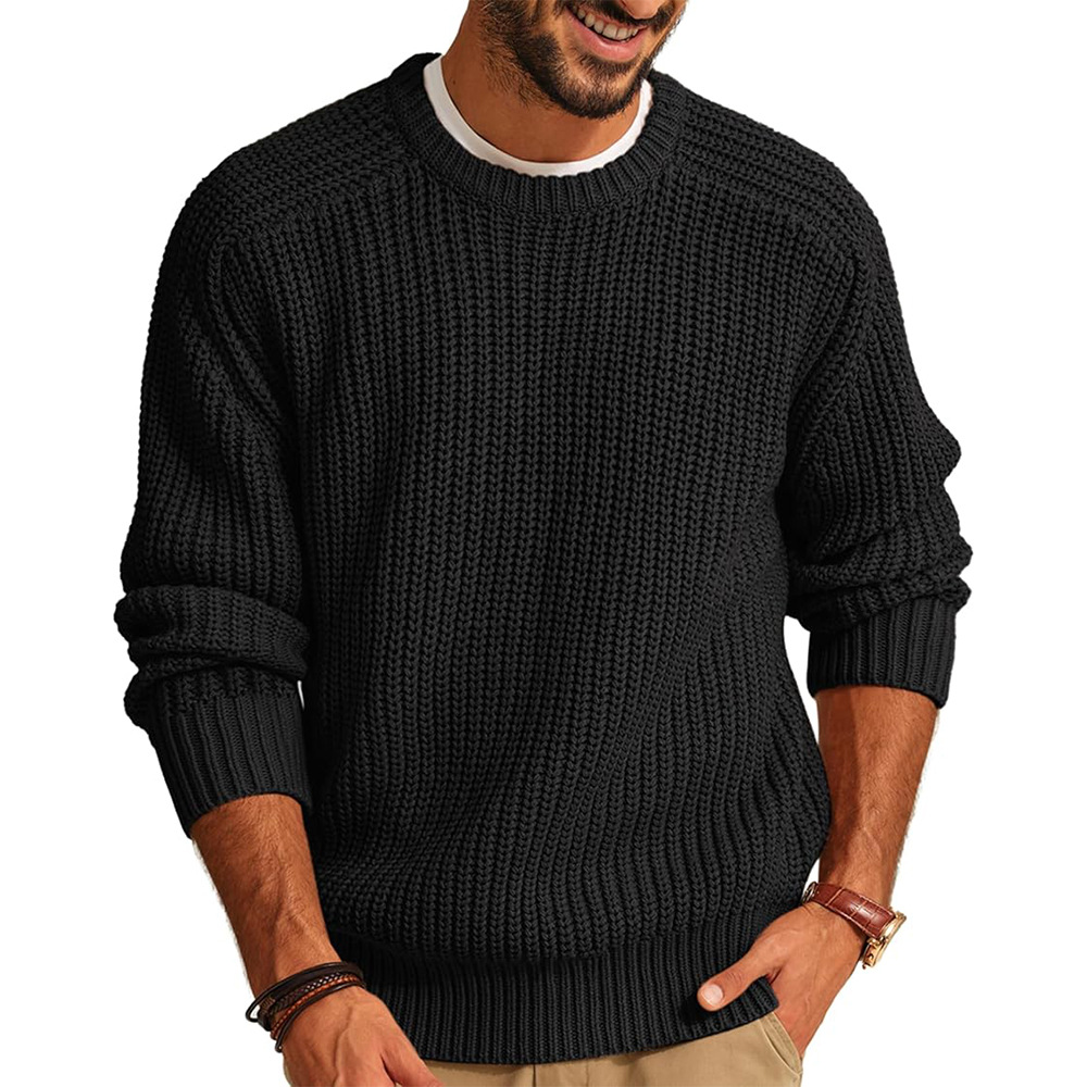남성용 니트 스웨터 캐주얼 크루넥 따뜻한 긴팔 편안한  - Ribbed Knit Sweater 리뷰 및 가격