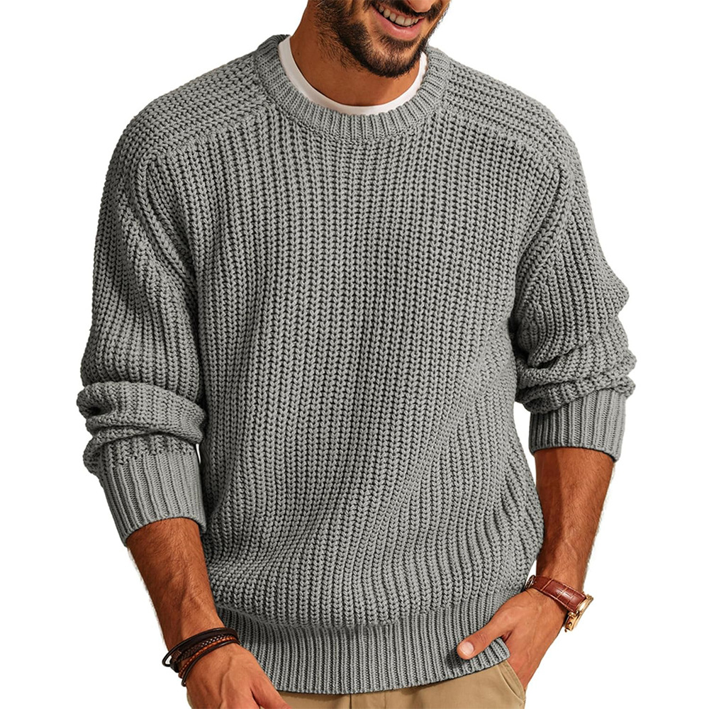 남성용 니트 스웨터 캐주얼 크루넥 따뜻한 긴팔 편안한  - Ribbed Knit Sweater 리뷰 및 가격