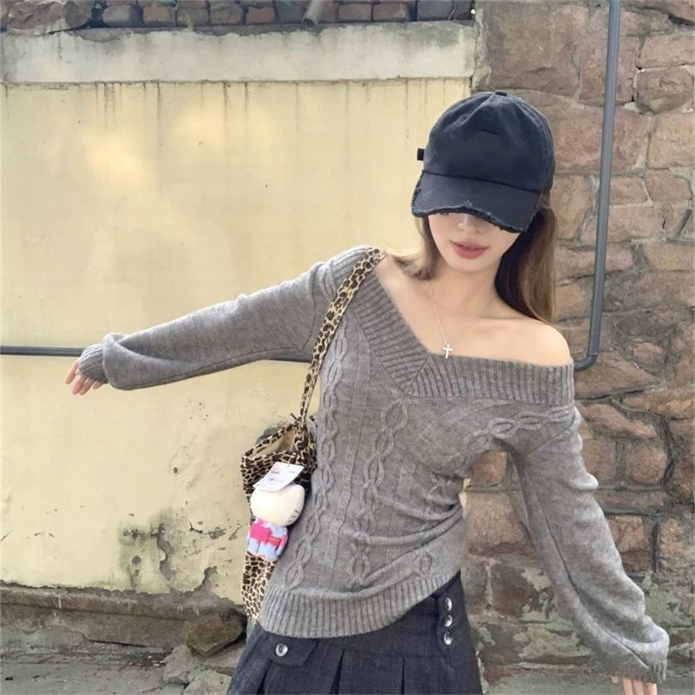Y2K 패션 빈티지 V넥 골지 니트 탑 여성 초가을 스 - Ribbed Knit Sweater 리뷰 및 가격