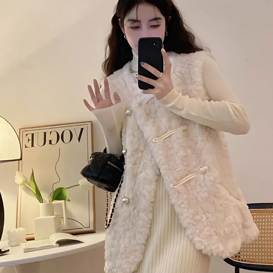 여성용 조끼 양털 플러시 화이트 가을 여성용 질레 코트 - Women'S Fashion Gilet 리뷰 및 가격