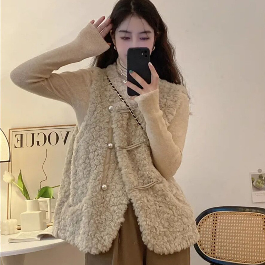 여성용 조끼 양털 플러시 화이트 가을 여성용 질레 코트 - Women'S Fashion Gilet 리뷰 및 가격