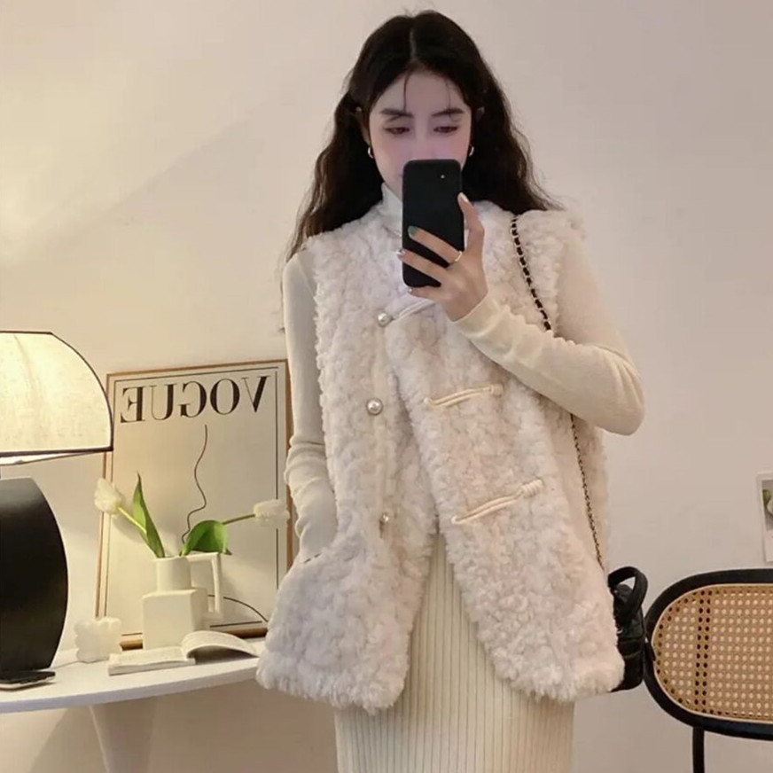 여성용 조끼 양털 플러시 화이트 가을 여성용 질레 코트 - Women'S Fashion Gilet 리뷰 및 가격