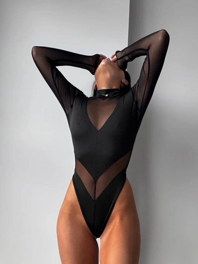 섹시한 메쉬 여성용 바디수트 시스루 스키니 터틀넥 솔리 - Turtleneck Bodysuit 리뷰 및 가격