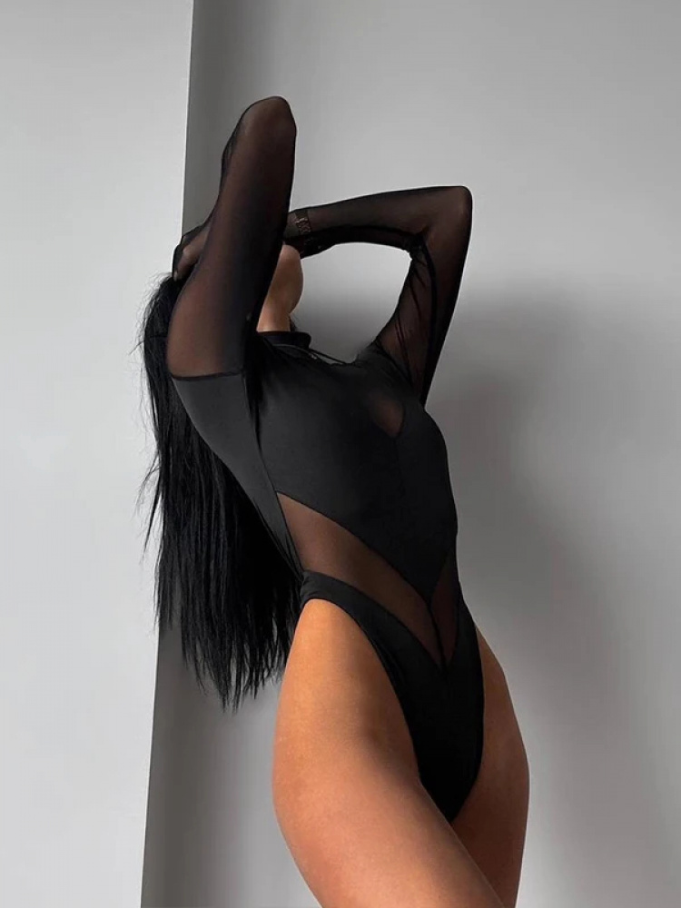 섹시한 메쉬 여성용 바디수트 시스루 스키니 터틀넥 솔리 - Turtleneck Bodysuit 리뷰 및 가격