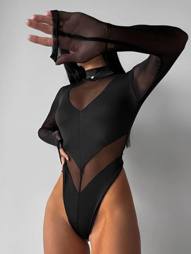 섹시한 메쉬 여성용 바디수트 시스루 스키니 터틀넥 솔리 - Turtleneck Bodysuit 리뷰 및 가격