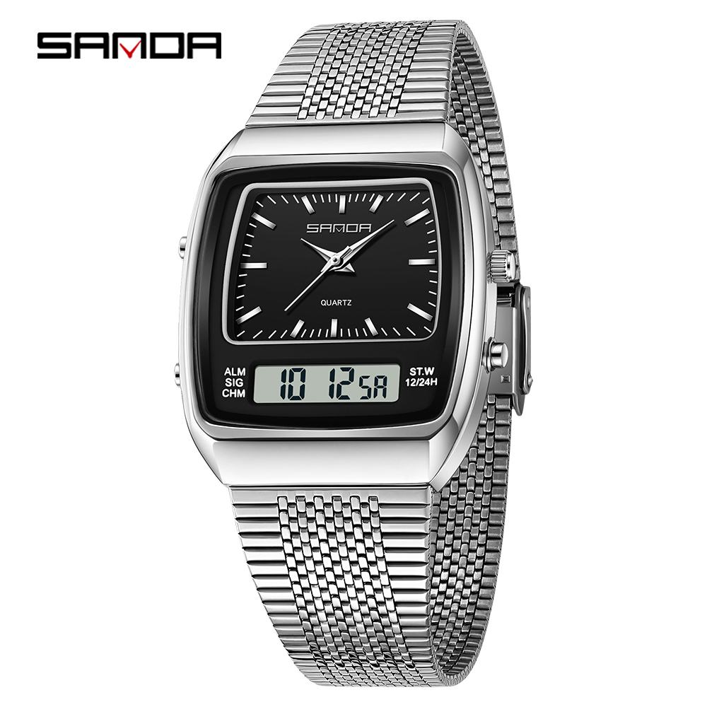SANDA 3393 패션 전자 쿼츠 시계 다기능 듀얼  - Women Fashion Zone 리뷰 및 가격
