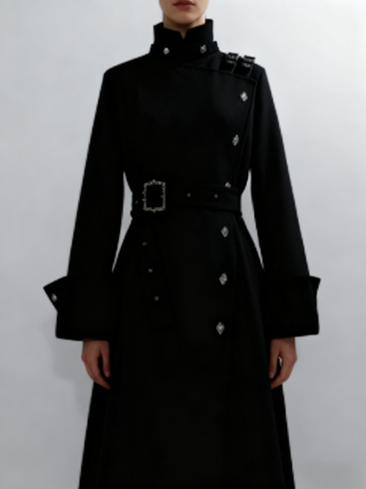 미적 고딕 스타일 우아한 롱 울 코트 여성 허리끈 슬리 - Women'S Fashion Winter 2025 리뷰 및 가격
