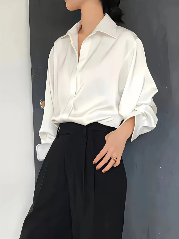 플러스 사이즈 캐주얼 여성 실크 셔츠 2025 새로운  - Women'S Fashion Underwear 리뷰 및 가격