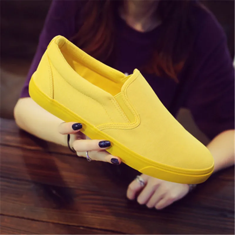 남녀공용 통기성 캔버스 캐주얼 신발, 학생 로퍼 신발, - Women'S Yellow Fashion Sneakers 리뷰 및 가격