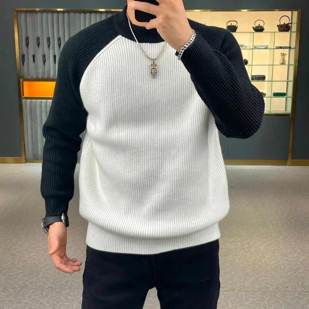 가을 겨울 패셔너블한 따뜻한 컬러 블록 풀오버 스웨터, - Ribbed Knit Sweater 리뷰 및 가격