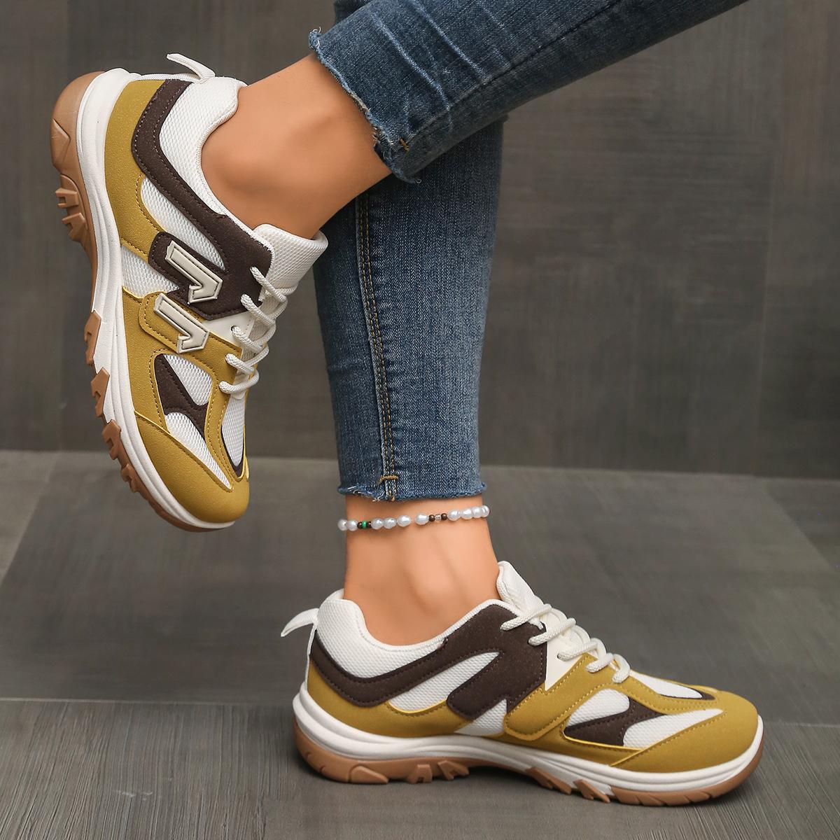 패션 그레이 옐로우 믹스 컬러 논슬립 하이킹 슈즈 여성 - Women'S Yellow Fashion Sneakers 리뷰 및 가격
