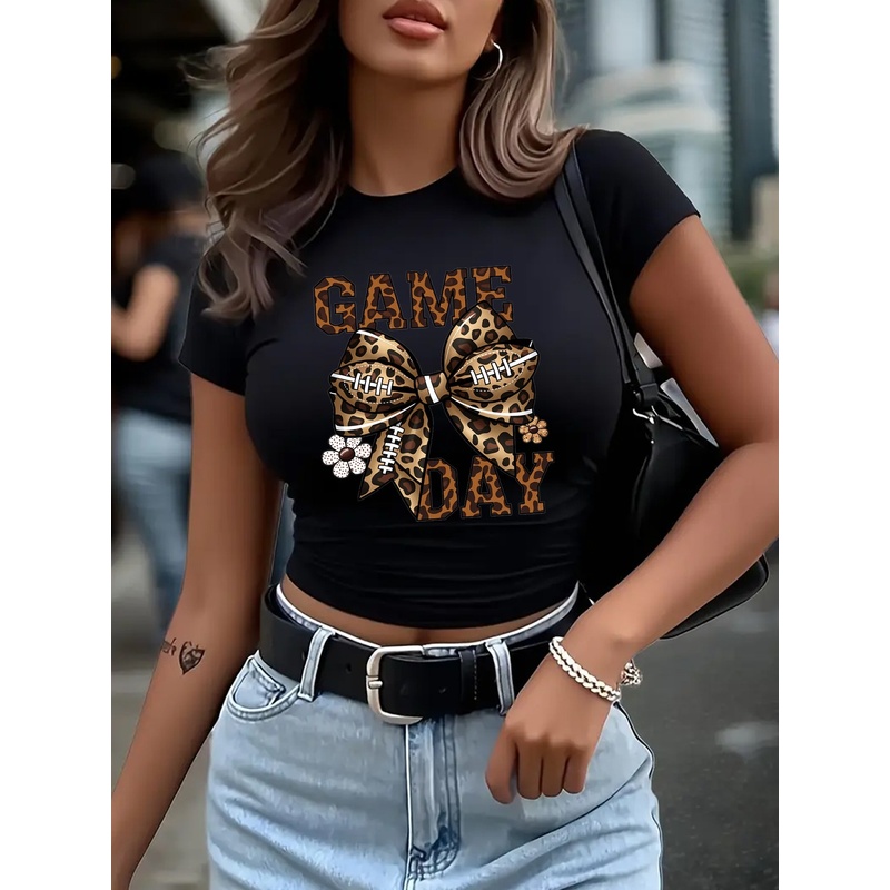 패셔너블한 스타일의 여성용 럭비 리본 프린트 반소매 데 - Women'S Fashion Rugby Top 리뷰 및 가격