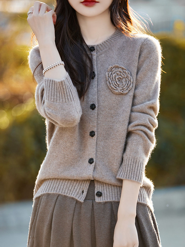 꽃 니트 카디건 긴 소매 여성 캐주얼 루즈 니트 스웨터 - Women'S Fashion Gilet 리뷰 및 가격