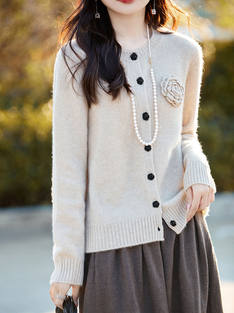 꽃 니트 카디건 긴 소매 여성 캐주얼 루즈 니트 스웨터 - Women'S Fashion Gilet 리뷰 및 가격