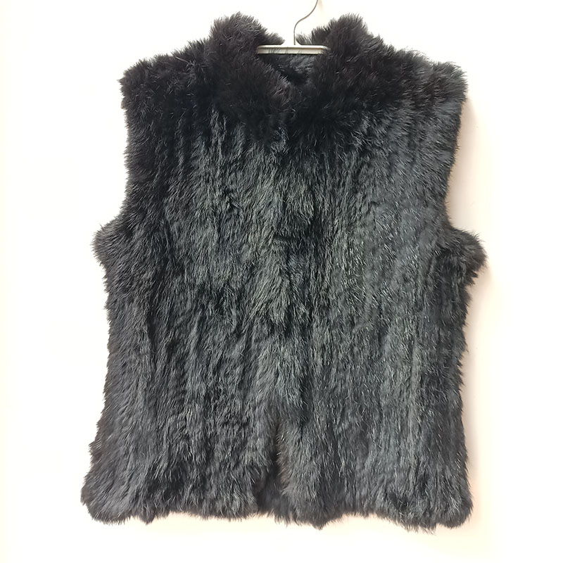 여성용 블랙 니트 진짜 토끼 모피 조끼, 두꺼운 패션  - Women'S Fashion Gilet 리뷰 및 가격