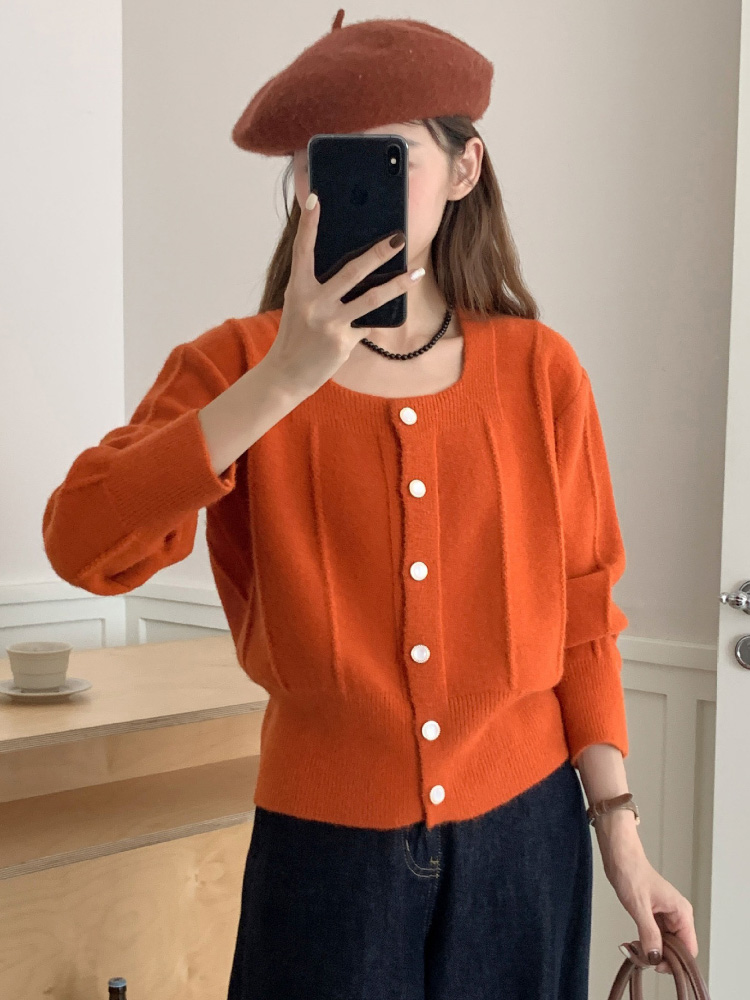 한국 패션 스퀘어 칼라 니트웨어 가디건 여성 캐주얼 신 - Women'S Fashion Gilet 리뷰 및 가격