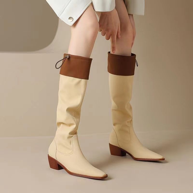 살구색 스퀘어토 여성 롱부츠 방수 패션 2025 워크  - Women'S Fashion Winter 2025 리뷰 및 가격