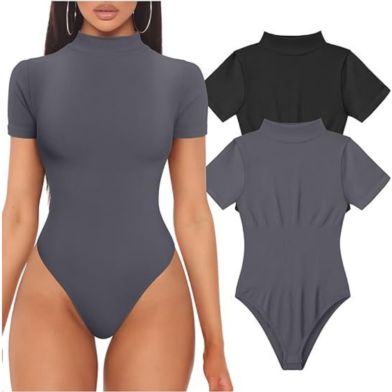 짧은 소매 터틀넥 바디 슈트 여성 섹시한 탑 여름 원피 - Turtleneck Bodysuit 리뷰 및 가격