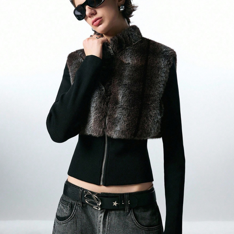 여성용 크롭 슬리브리스 지퍼업 조끼, 스탠드 칼라 숏  - Women'S Fashion Gilet 리뷰 및 가격