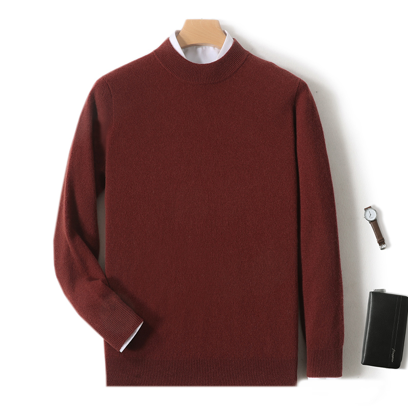100% 순수 메리노 울 남성 세미 하이넥 풀오버 단색 - Ribbed Knit Sweater 리뷰 및 가격
