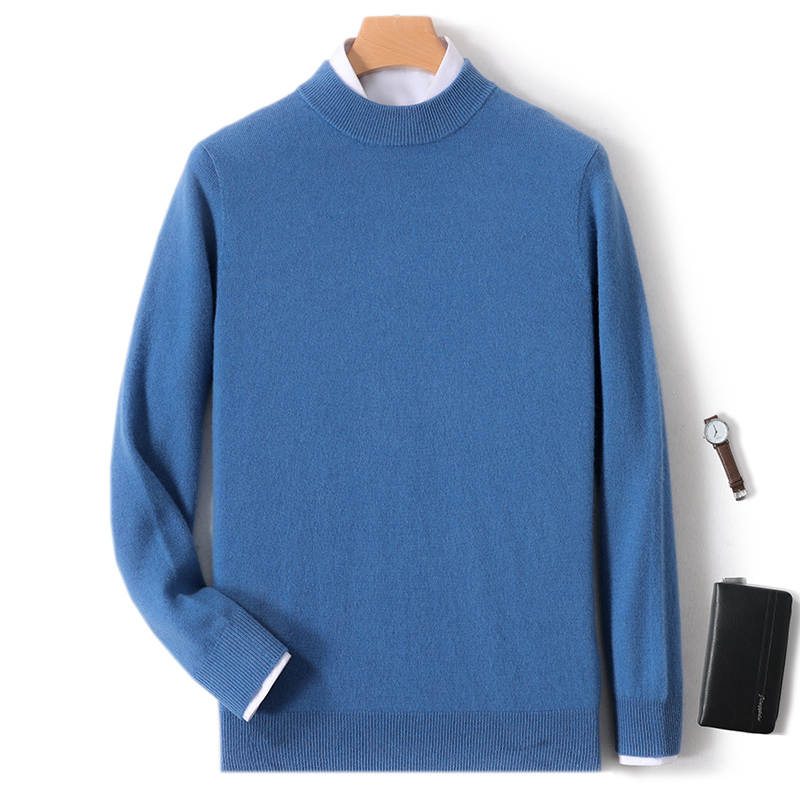100% 순수 메리노 울 남성 세미 하이넥 풀오버 단색 - Ribbed Knit Sweater 리뷰 및 가격