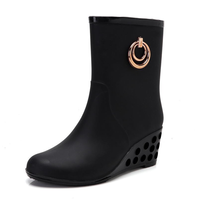 여성용 PVC 방수 고무 신발, 웨지 힐 레인 부츠,  - Women'S Fashion Gumboots 리뷰 및 가격