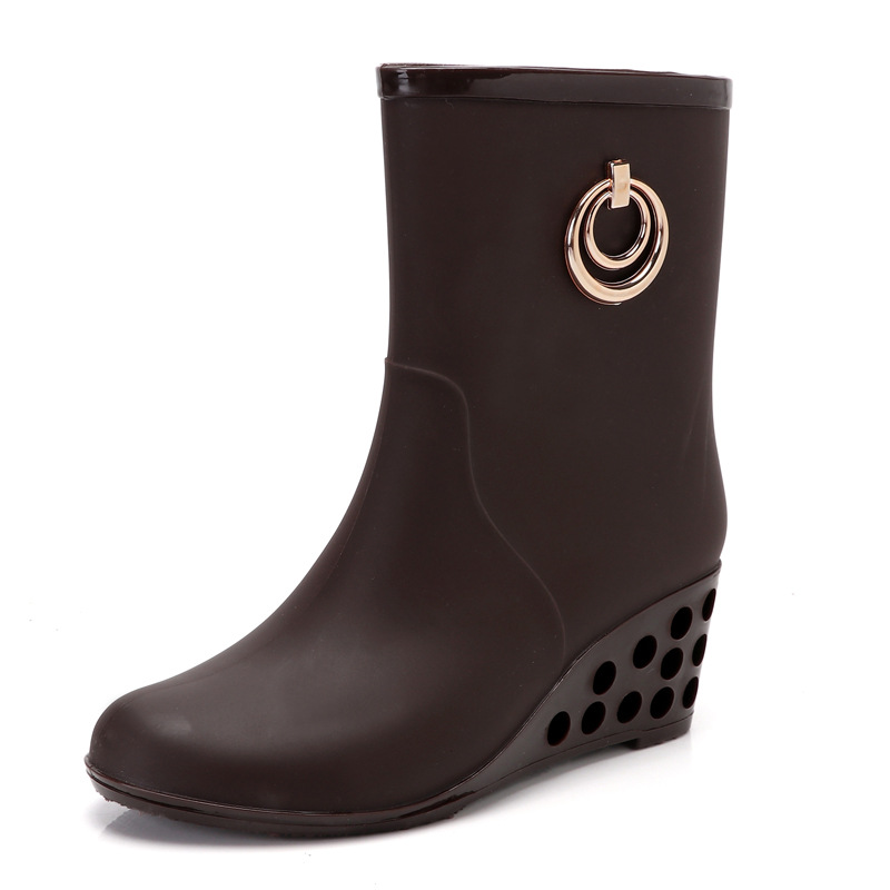 여성용 PVC 방수 고무 신발, 웨지 힐 레인 부츠,  - Women'S Fashion Gumboots 리뷰 및 가격