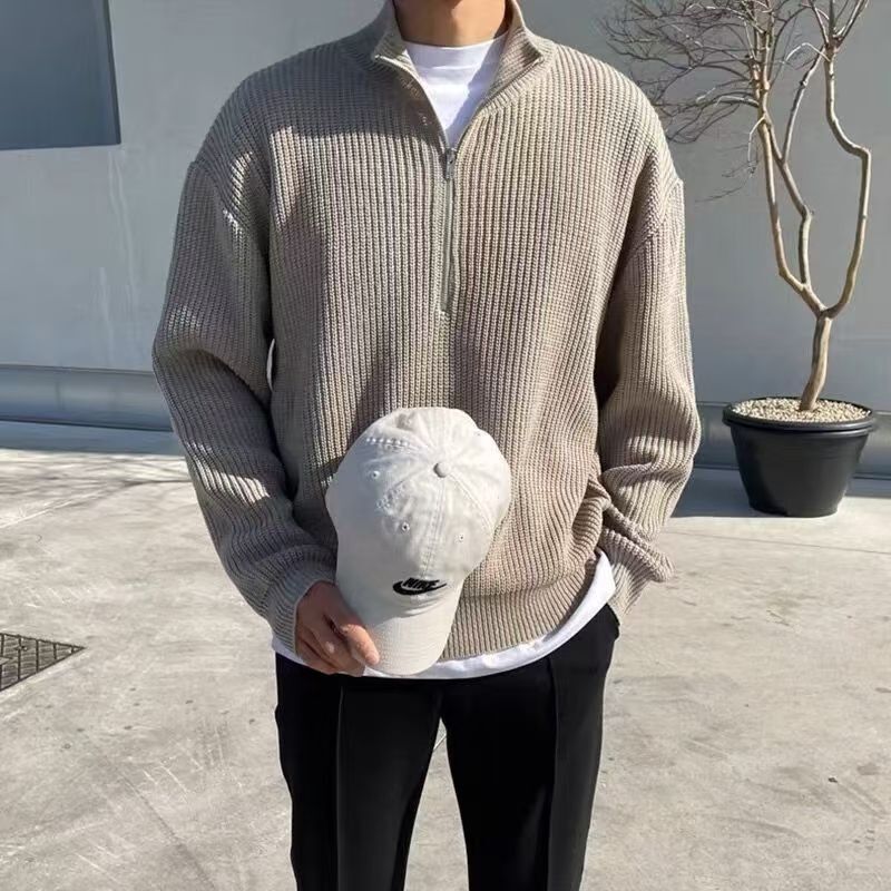 가을 & 겨울 남성 니트 재킷 한국 스타일 신상 하프  - Ribbed Knit Sweater 리뷰 및 가격