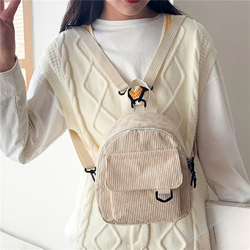 솔리드 컬러 미니 배낭 코듀로이 작은 배낭 간단한 캐주 - Women'S Fashion Backpack 리뷰 및 가격