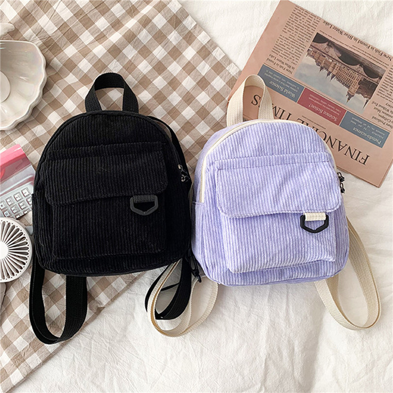 솔리드 컬러 미니 배낭 코듀로이 작은 배낭 간단한 캐주 - Women'S Fashion Backpack 리뷰 및 가격