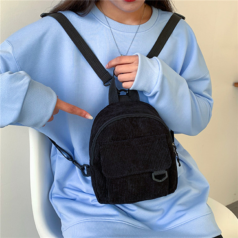 솔리드 컬러 미니 배낭 코듀로이 작은 배낭 간단한 캐주 - Women'S Fashion Backpack 리뷰 및 가격